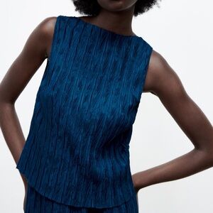 Zara Pleated Jacquard Top